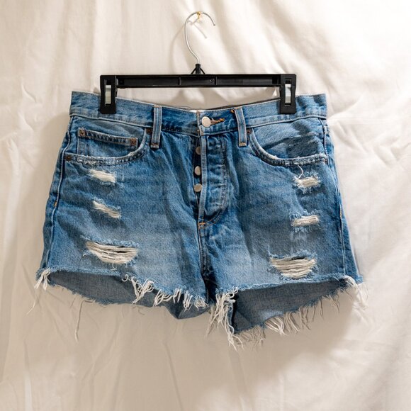 Aritzia Denim Forum - Ex Boyfriend Shorts - Blue Jean Mid Wash (Size 27) - Picture 2 of 4